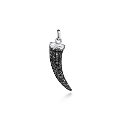 Sterling Silver Black Spinel Horn Pendant