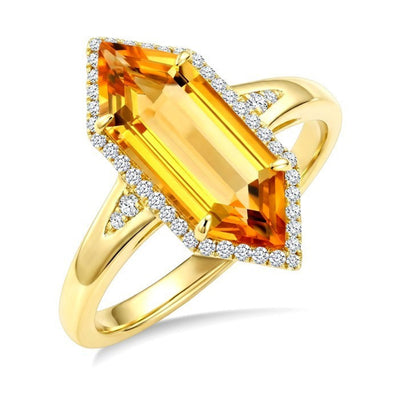Citrine & Diamond Geometric Fashion Ring