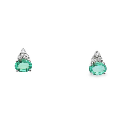 Emerald & Diamond Stud Earrings