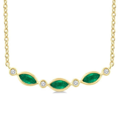 Emerald & Diamond Bar Necklace