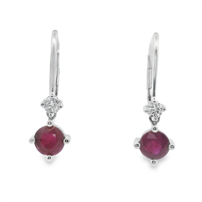 Ruby & Diamond Leverback Earrings