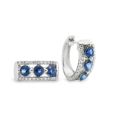 Sapphire & Diamond Huggie Hoop Earrings