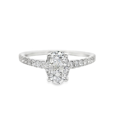 Oval Cluster Diamond Engagement Ring