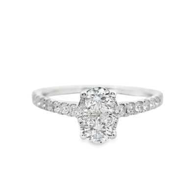 Oval Cluster Diamond Engagement Ring