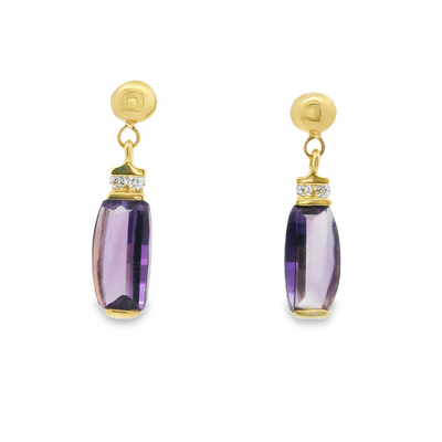Amethyst & Diamond Drop Earrings