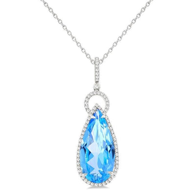 Blue Topaz & Diamond Pendant