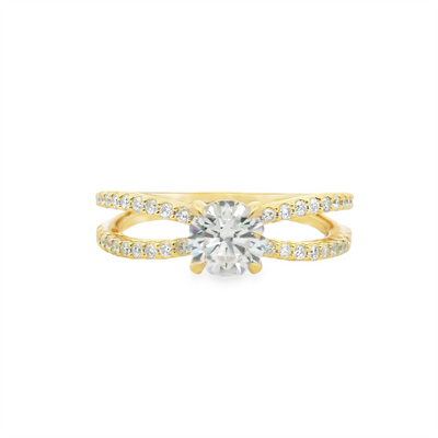 Round Diamond Split Shank Engagement Ring