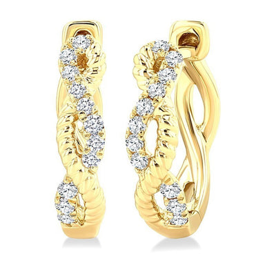 Diamond Twist Huggie Hoop Earrings