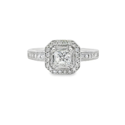 Princess-cut Diamond Halo Engagement Ring