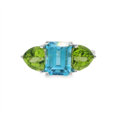Blue Topaz & Peridot Fashion Ring