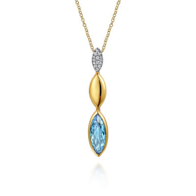 Blue Topaz & Diamond Pendant
