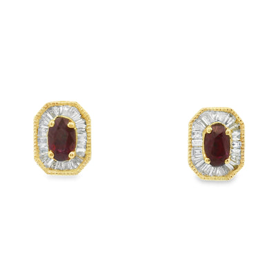 Ruby & Diamond Stud Earrings