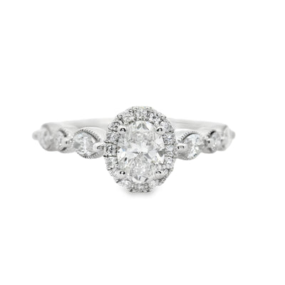 Oval Diamond Halo Engagement Ring
