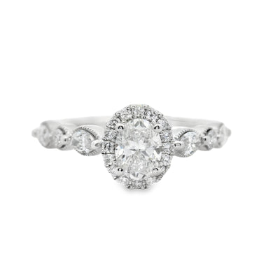Oval Diamond Halo Engagement Ring