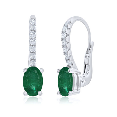 Emerald & Diamond Leverback Earrings