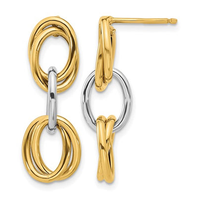 Two-Tone Oval Link Drop Earrings