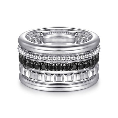 Bujukan Sterling Silver Black Spinel Fashion Ring