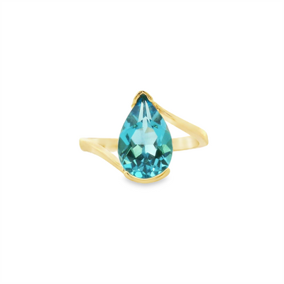 Blue Topaz Bypass Solitaire Ring