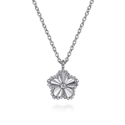 Bujukan Sterling Silver Diamond Flower Pendant
