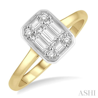 Emerald Shape Bezel Set Fusion Diamond Ring