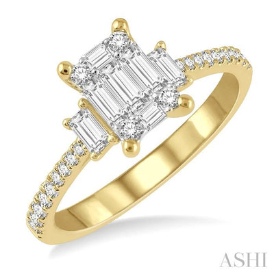 Emerald Shape Fusion Diamond Engagement Rings