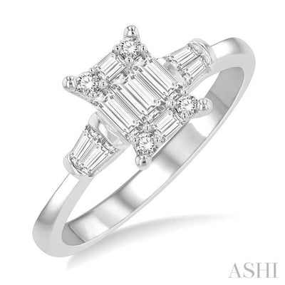 Emerald Shape Fusion Diamond Engagement Ring