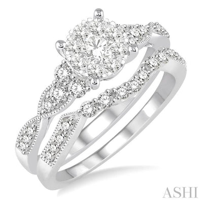 Round Shape Lovebright Diamond Wedding Set