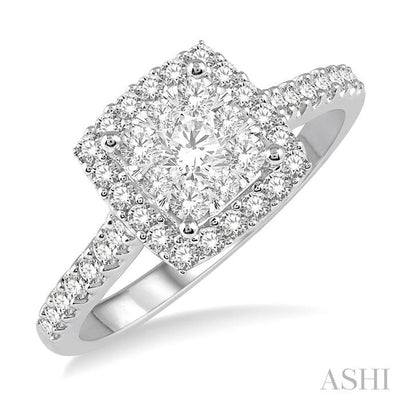 Cushion Shape Halo Lovebright Essential Diamond Engagement Ring