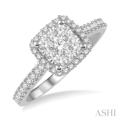 Cushion Shape Halo Lovebright Essential Diamond Engagement Ring