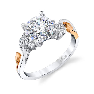 Round Diamond Floral Engagement Ring
