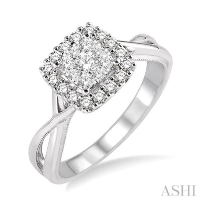Cushion Shape Halo Lovebright Diamond Engagement Ring