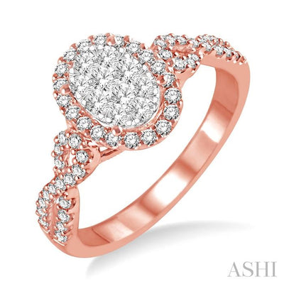 Oval Shape Halo Lovebright Diamond Engagement Ring