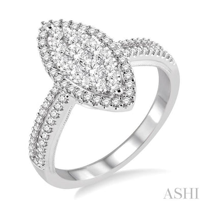 Marquise Shape Halo Lovebright Diamond Ring