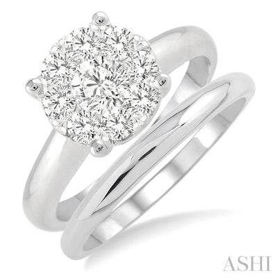 Round Shape Lovebright Diamond Wedding Set
