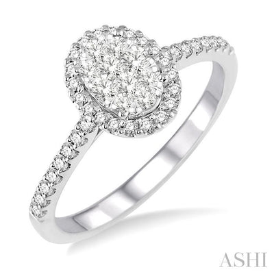 Oval Shape Halo Lovebright Essential Diamond Engagement Ring