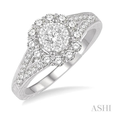 Round Shape Halo Lovebright Diamond Engagement Ring