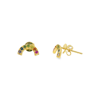 Rainbow Sapphire Stud Earrings
