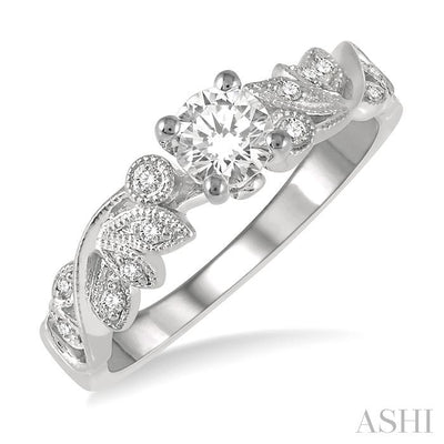 Round Shape Semi-Mount Diamond Engagement Ring