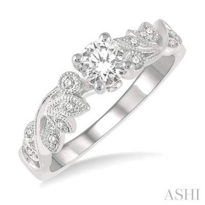 Round Shape Semi-Mount Diamond Engagement Ring