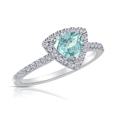 IGI Certified Paraiba Tourmaline & Diamond Halo Ring