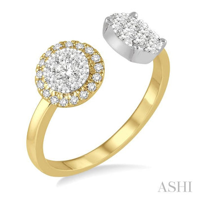 2 Stone Halo Lovebright Diamond Fashion Open Ring