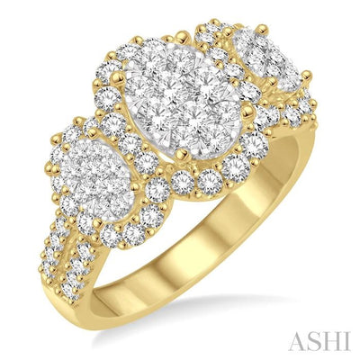 Oval Shape Past Present & Future Halo Lovebright Diamond Engagement Ring