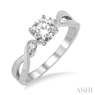 Round Shape Semi-Mount Diamond Engagement Ring