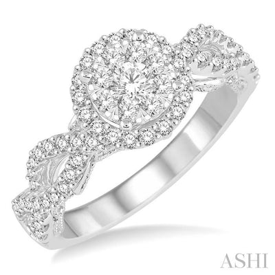 Round Shape Halo Lovebright Diamond Engagement Ring