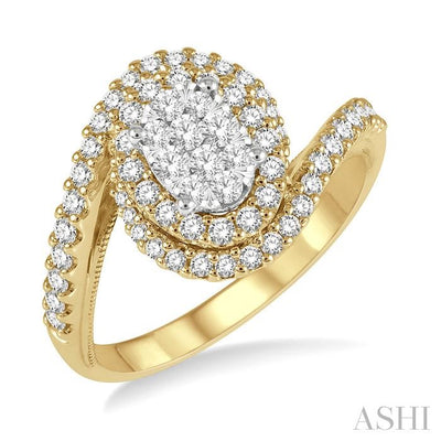 Oval Shape Halo Lovebright Diamond Engagement Ring