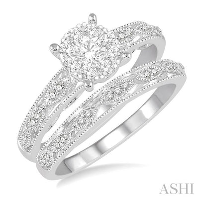 Round Shape Lovebright Diamond Wedding Set