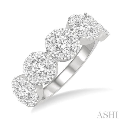 Round Shape 5 Stone Lovebright Essential Diamond Wedding Band