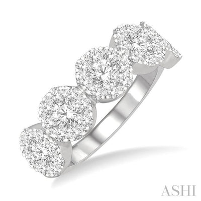 Round Shape 5 Stone Lovebright Essential Diamond Wedding Band