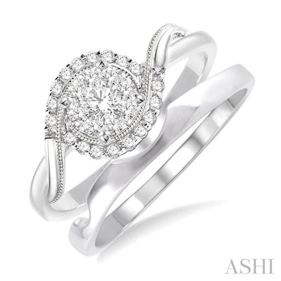 Round Shape Lovebright Halo Diamond Wedding Set