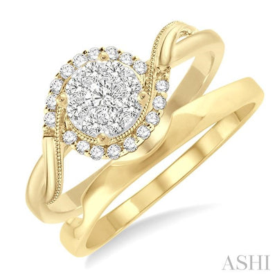 Round Shape Lovebright Halo Diamond Wedding Set